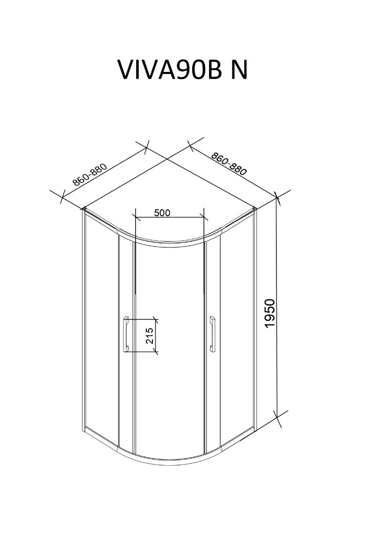 Душевое ограждение CeruttiSPA Viva 90B N 90x90 см, без поддона