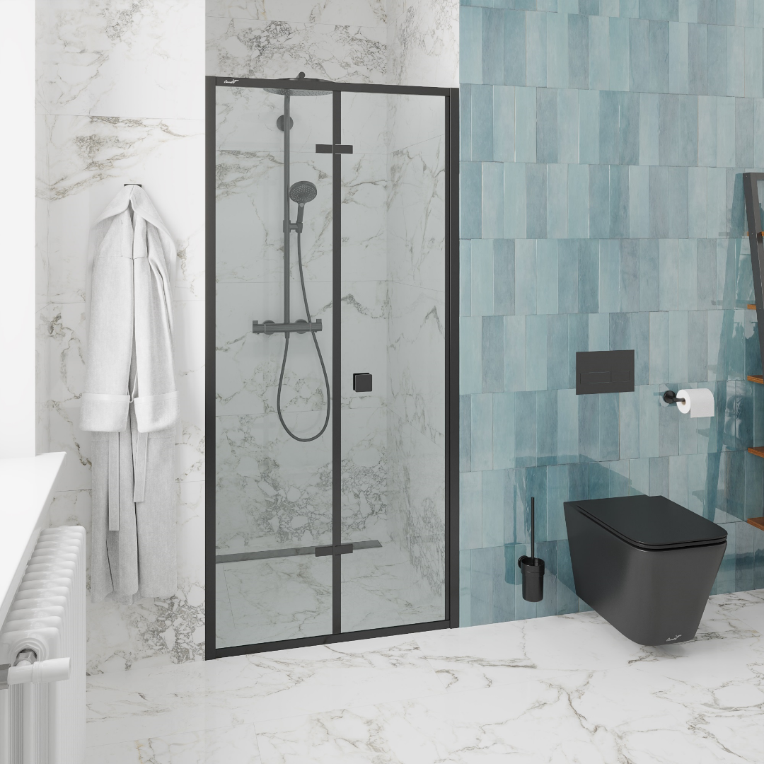 Дверь в нишу CeruttiSPA BELLA D81B, раздвижная, 80х195 см, черный профиль