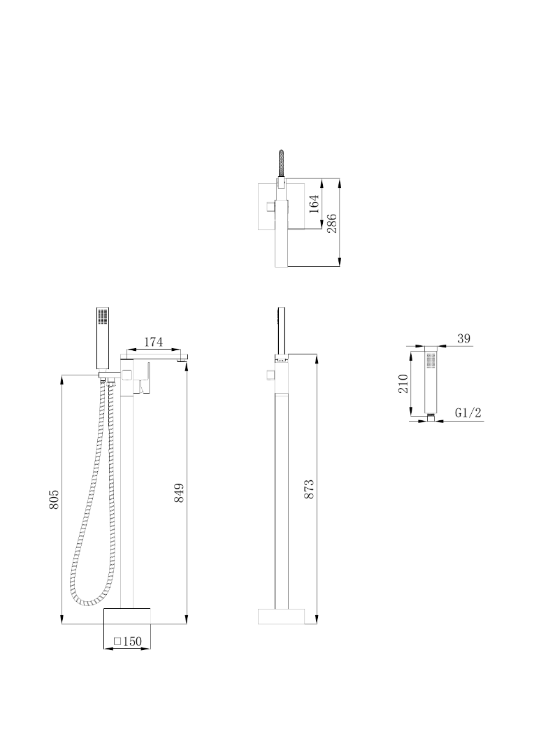 BOCH MANN Albano хром Напольный смеситель для отдельностоящей ванны (7774)