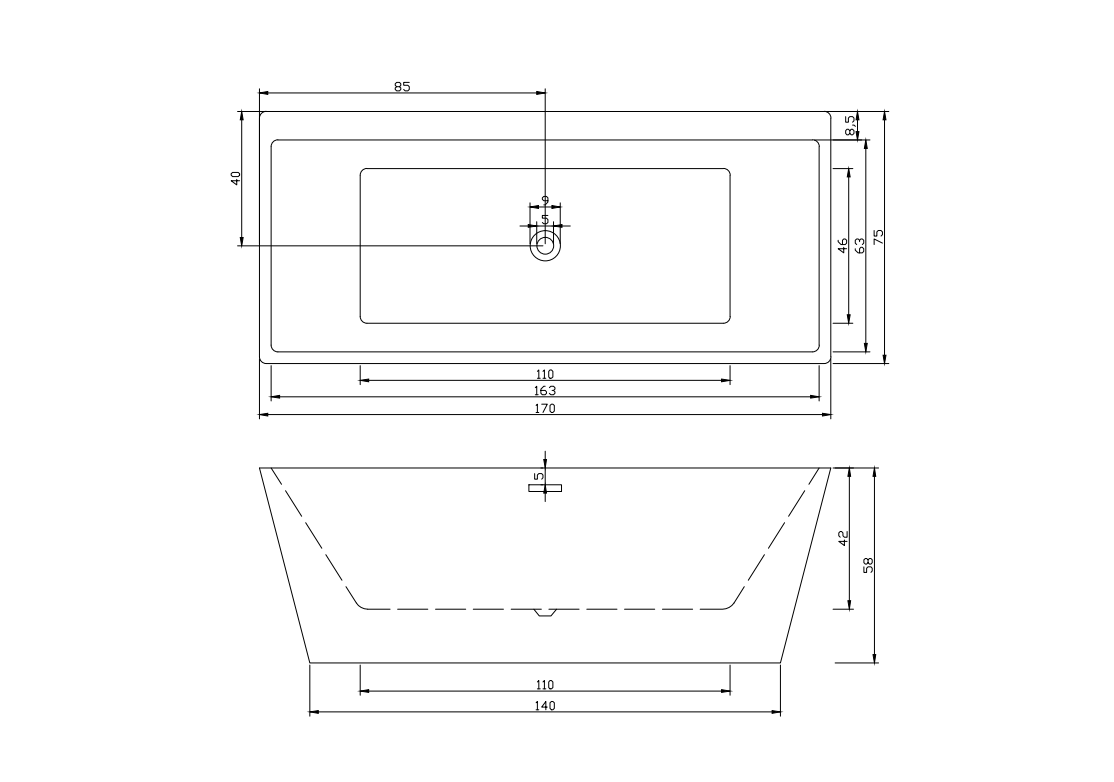 Отдельностоящая акриловая ванна Cerutti Spa LUGANO 9344 без гидромассажа