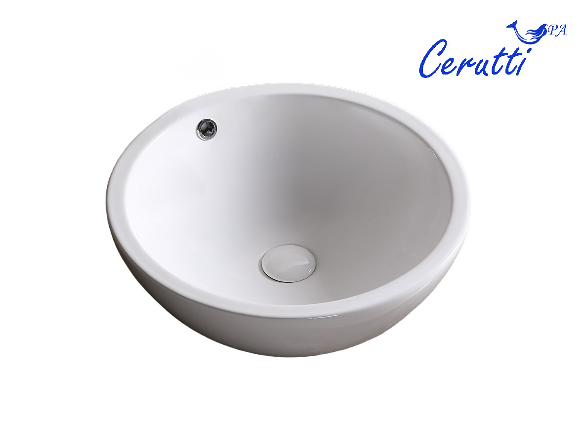 Раковина накладная Ceruttispa CR1001 круглая с переливом, белая, 45х45х17 см