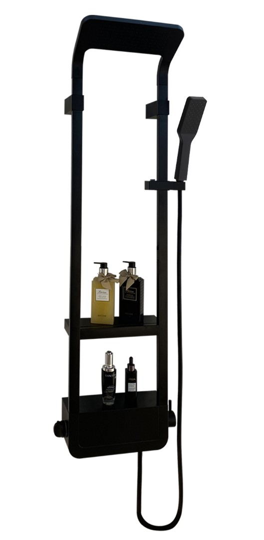 Душевая панель Cerutti SPA MAIELLA B CT8985, с полкой, цвет черный, 130х35 см