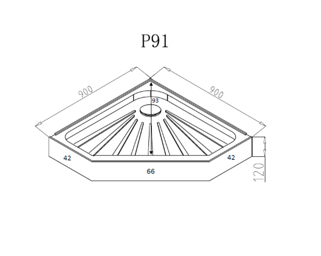 Душевой поддон пентагональный CeruttiSPA P91 белый 90х90х12 см