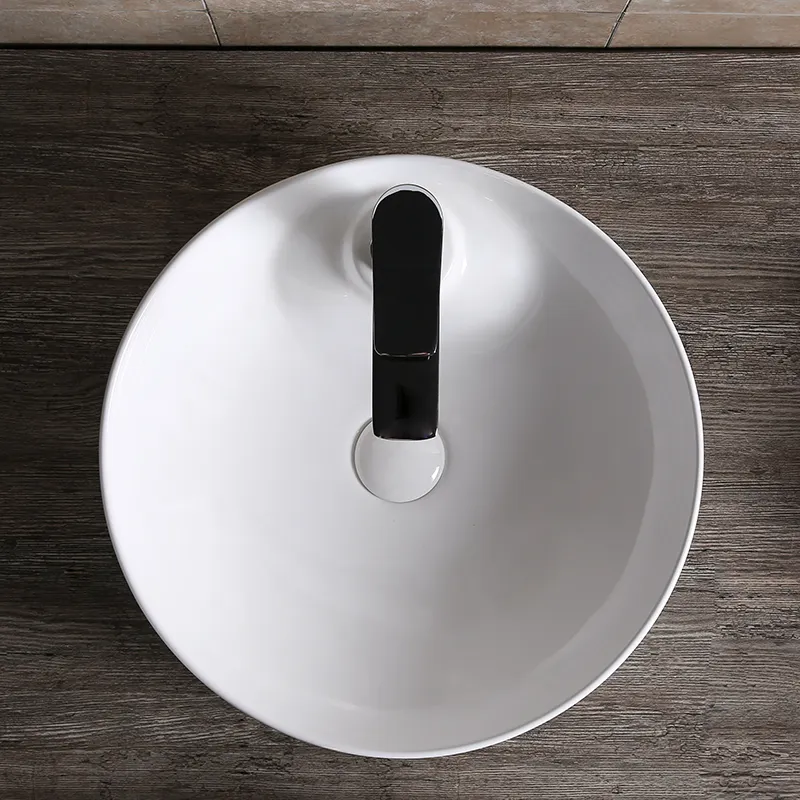 Раковина накладная Ceruttispa CR0090 круглая, белая, с отверстием под смеситель, 44х44х13 см