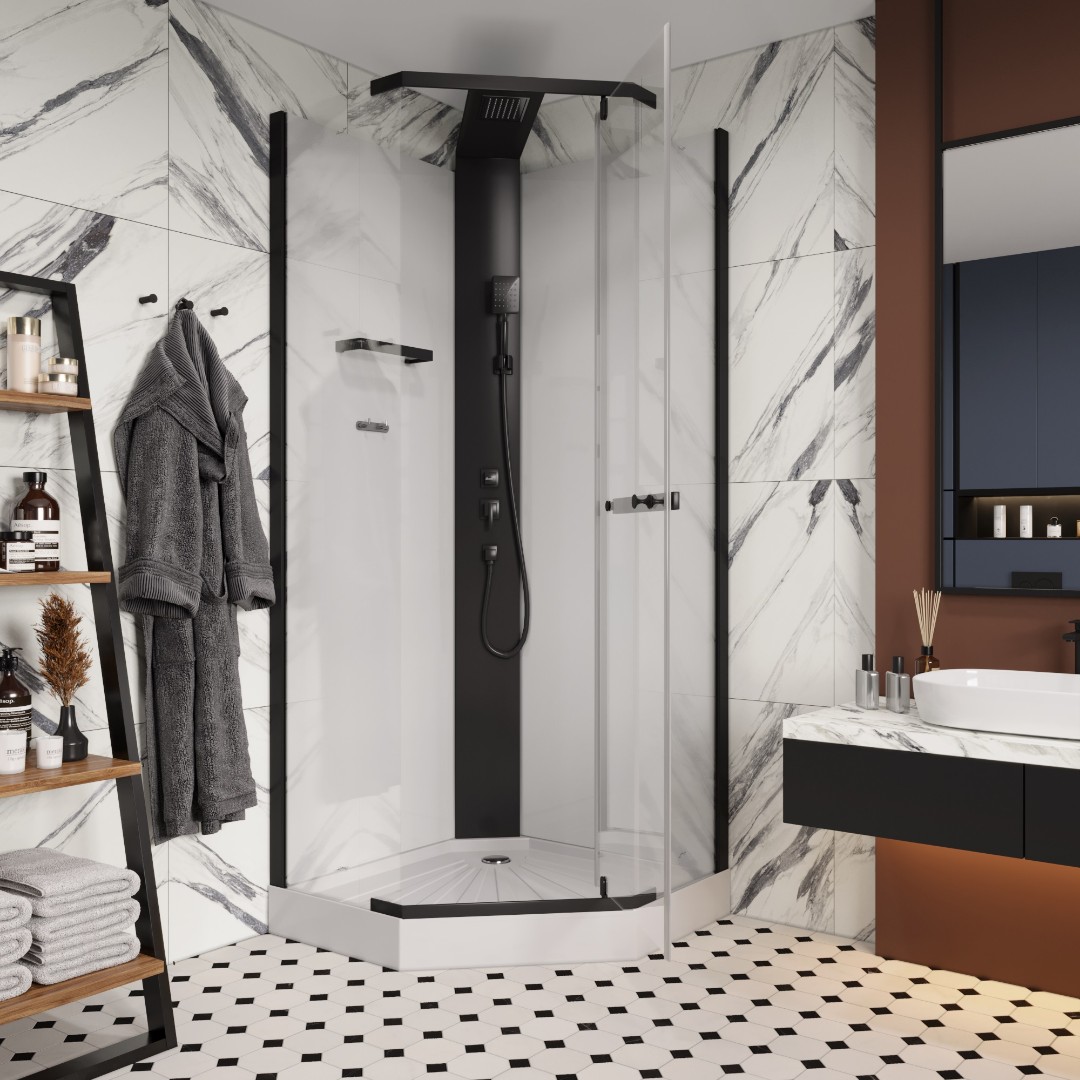 Душевая кабина Ceruttispa Chika 901B тропический душ, угловая, без крыши