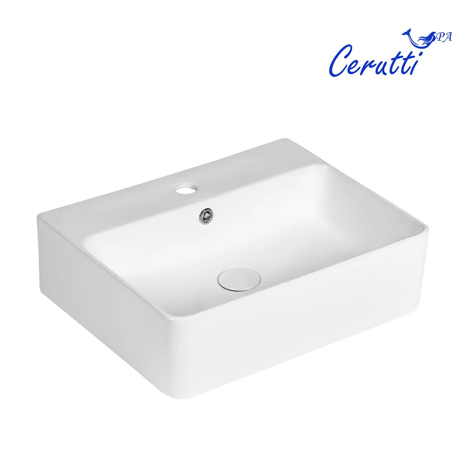 Раковина накладная Ceruttispa CR0094 прямоугольная, белая, 52х42х15 см, с отверстием под смеситель