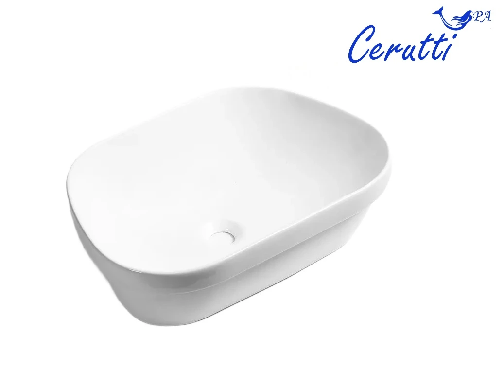 Раковина накладная Ceruttispa CR0023 трапеция, белая, 57х39х15 см