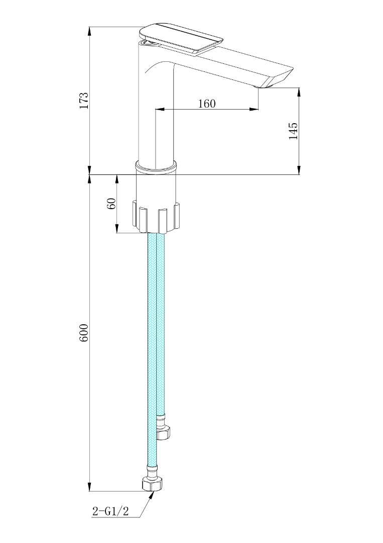 Смеситель для раковины BOCH MANN COMO BG BM10784, цвет ЧЕРНЫЙ, ручка цвет ЗОЛОТО