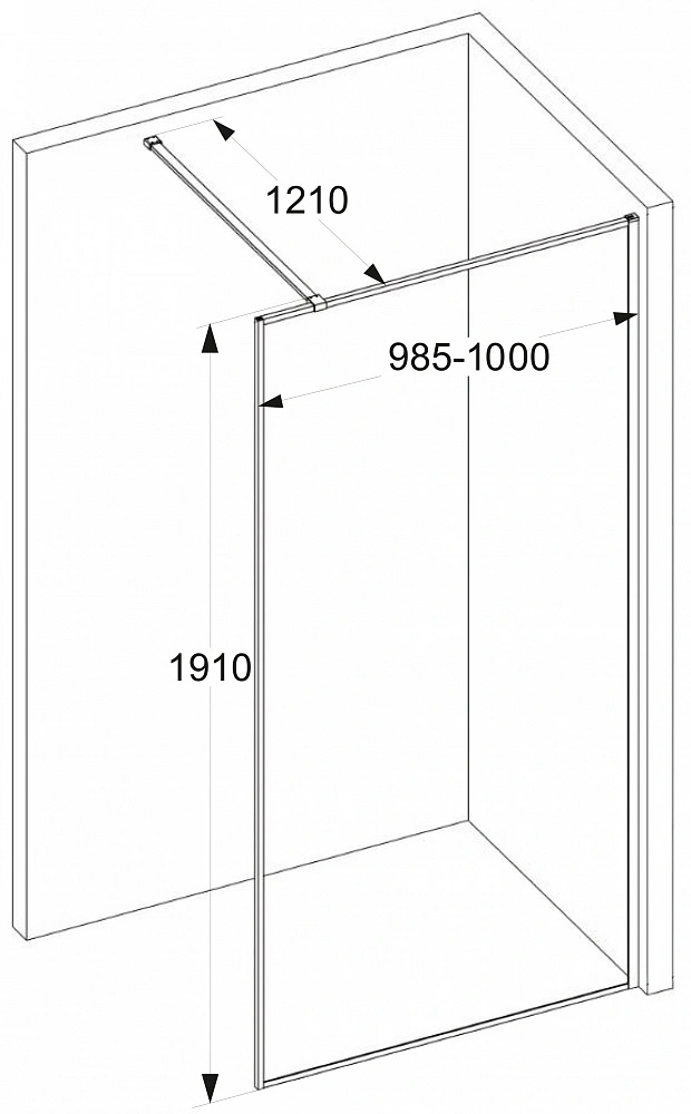 Душевое ограждение Ceruttispa СТРИП (STRIP) T100 (100x190), стекло 6 мм, волна
