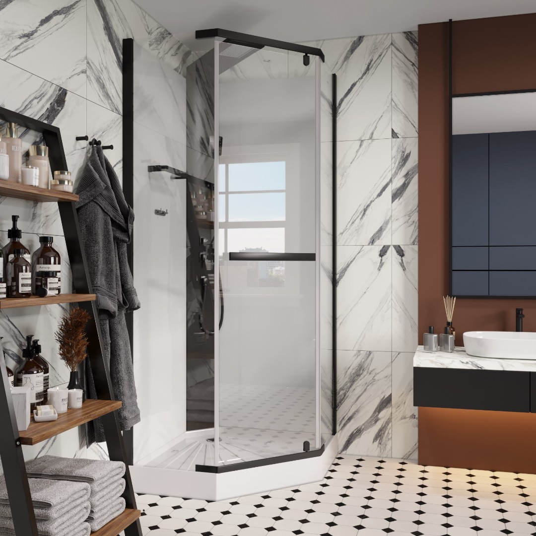 Душевая кабина Ceruttispa Chika 901B тропический душ, угловая, без крыши