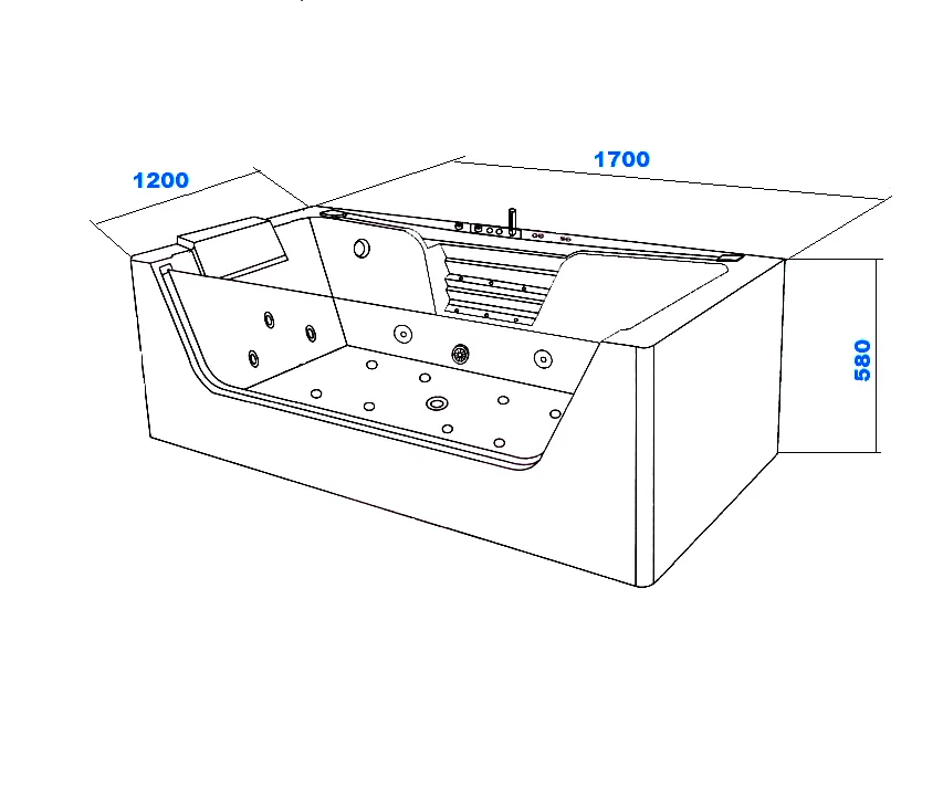 Гидромассажная ванна Ceruttispa C-478A двухместная 170х120 см, с  аэромассажем и цветной подсветкой