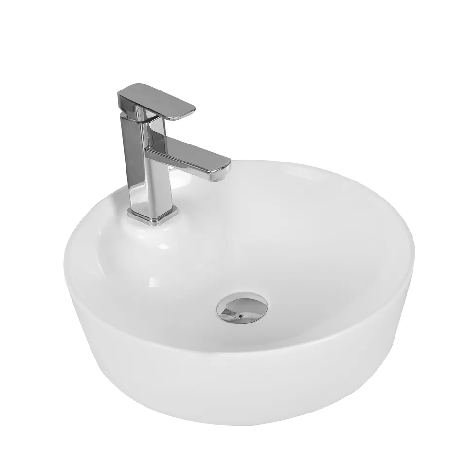 Раковина накладная Ceruttispa CR0090 круглая, белая, с отверстием под смеситель, 44х44х13 см