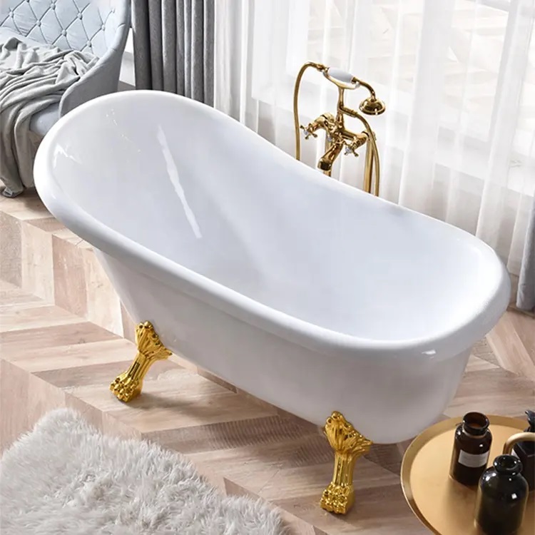 Отдельностоящая акриловая ванна Cerutti Spa CLASSIC 150G на львиных лапах (золото)  без гидромассажа