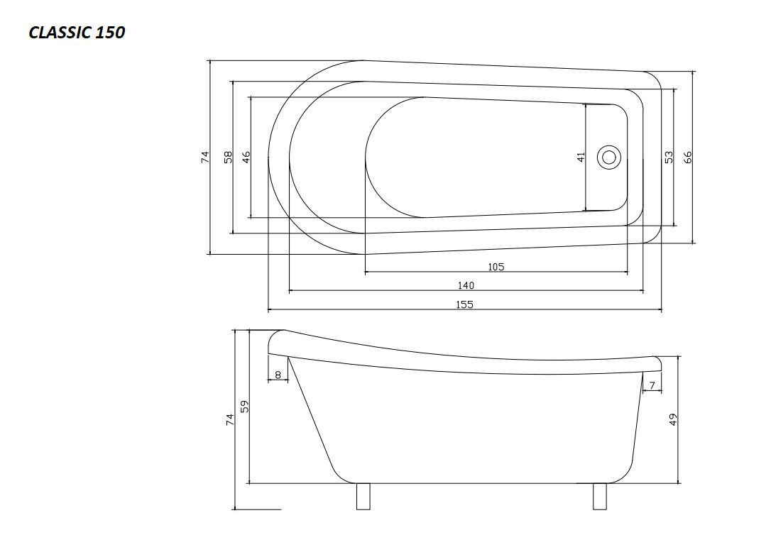 Отдельностоящая акриловая ванна Cerutti Spa CLASSIC 150G на львиных лапах (золото)  без гидромассажа