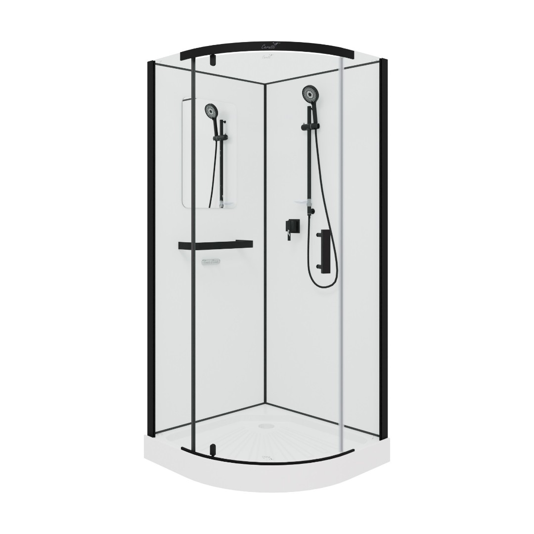 Душевая кабина Cerutti SPA KORRA90B тропический душ, угловая, черный профиль