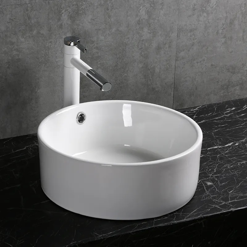 Раковина накладная Ceruttispa CR7022 круглая, с переливом, белая, 42х42х17 см