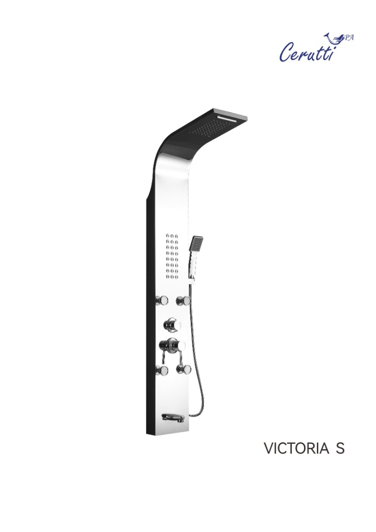 Душевая панель Ceruttispa VICTORIA S с гидромассажем, цвет серебро, 150х22 см