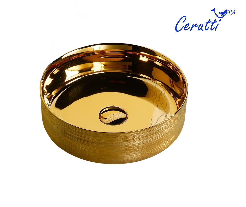 Раковина накладная Ceruttispa CR7044AS золото, круглая, 36х36х12 см