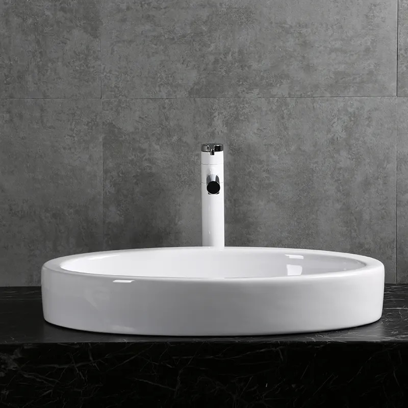 Раковина накладная Ceruttispa CR7045 овальная, плоская, белая, 63х41,5х10 см