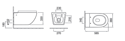 Унитаз подвесной импульсный CeruttiSPA Barbaria Aria Pulse безободковый, 58,5х36х33 см