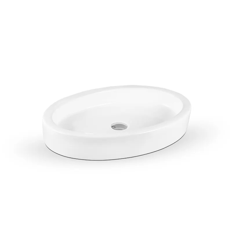 Раковина накладная Ceruttispa CR7045 овальная, плоская, белая, 63х41,5х10 см