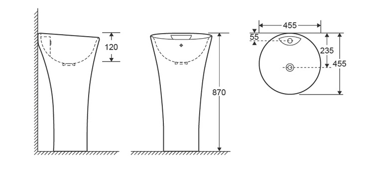 Раковина напольная CeruttiSPA Adelina белая, литая с пьедесталом 45х45х88 см
