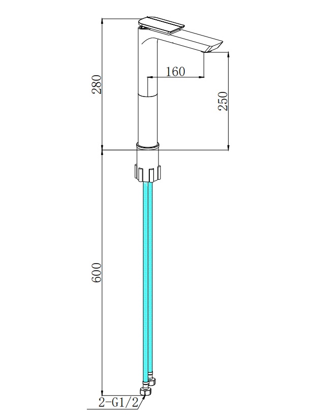 Смеситель для раковины BOCH MANN COMO CB XL BM9631, цвет ХРОМ, ручка цвет ЧЕРНЫЙ