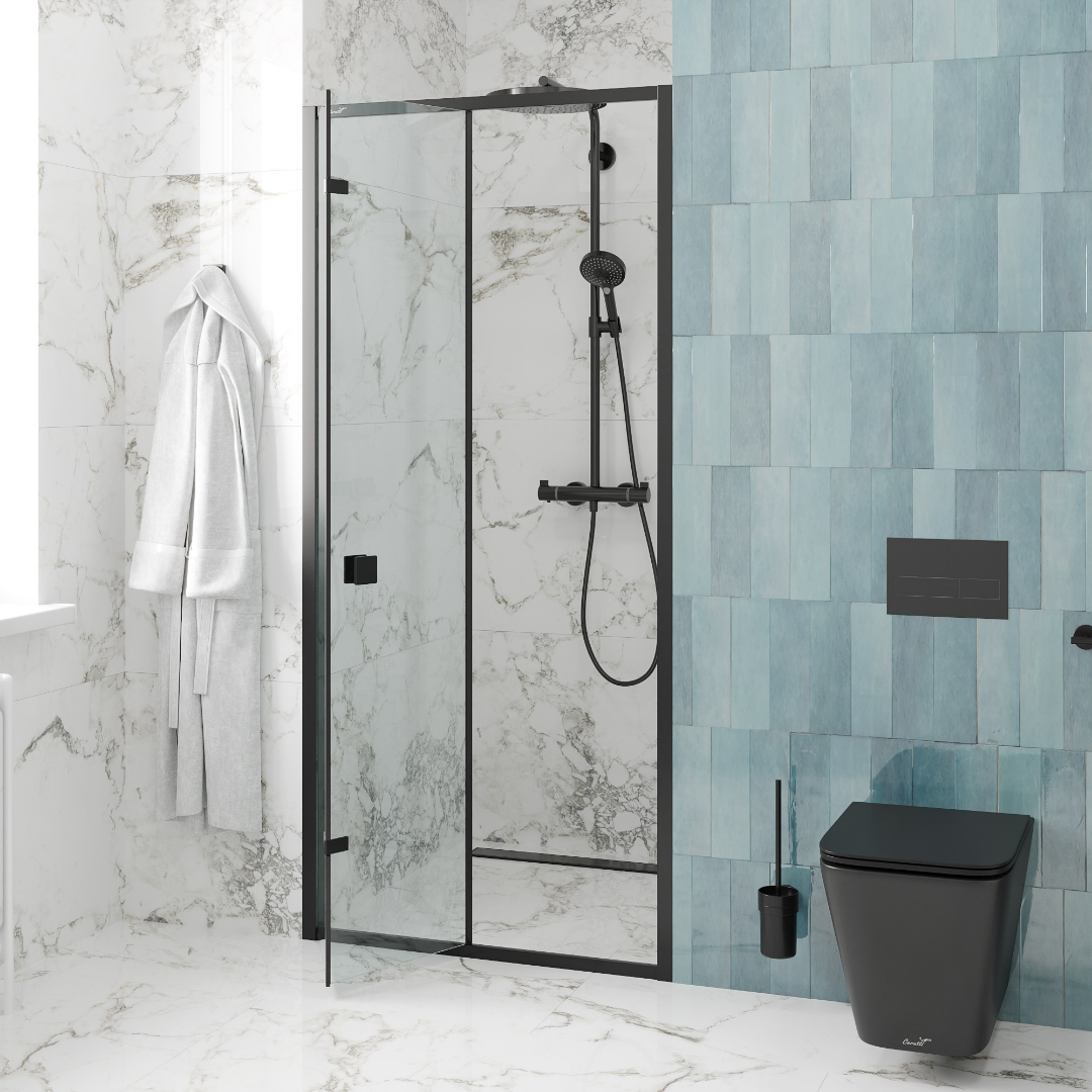 Дверь в нишу CeruttiSPA BELLA D91B, раздвижная, 90х195 см, черный профиль