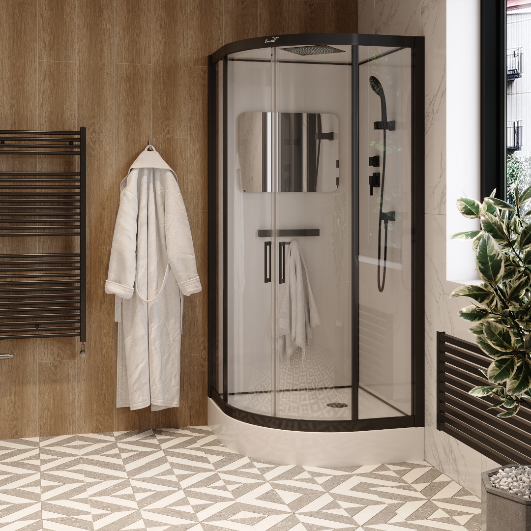 Душевая кабина Ceruttispa Viva101B, тропический душ, закрытая, 100х100х215