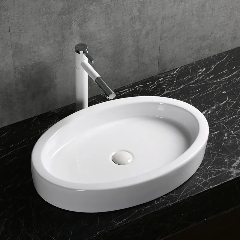 Раковина накладная Ceruttispa CR7045 овальная, плоская, белая, 63х41,5х10 см