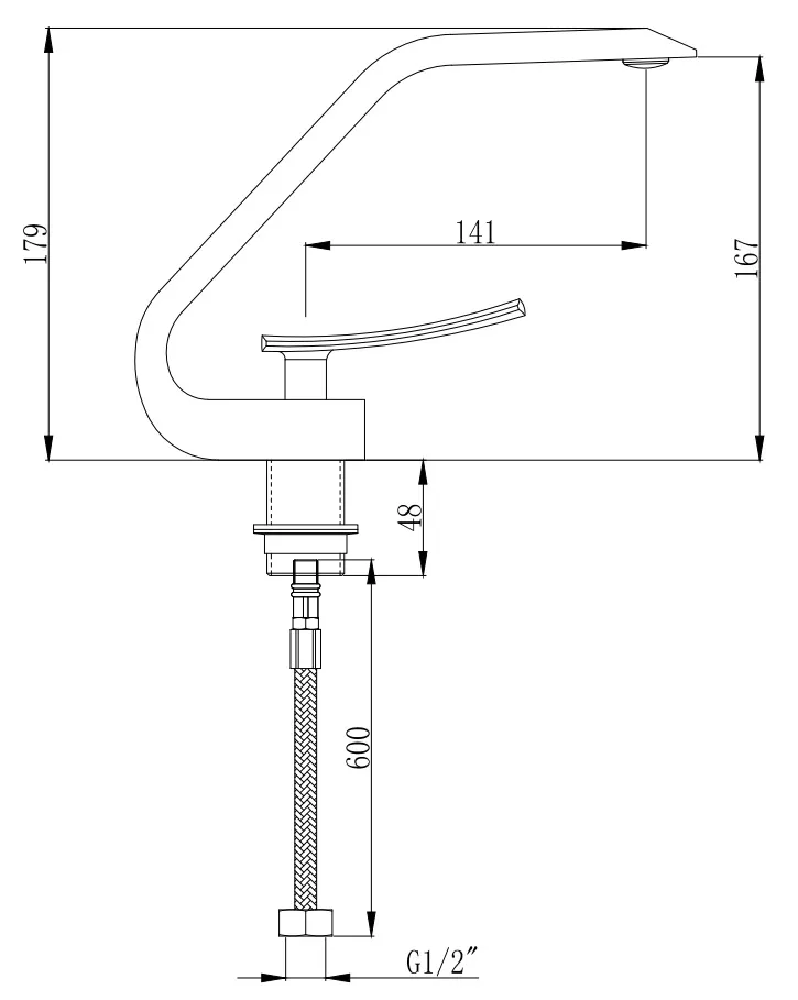 Смеситель для раковины BOCH MANN HOE B BM9633, ЧЕРНОГО цвета