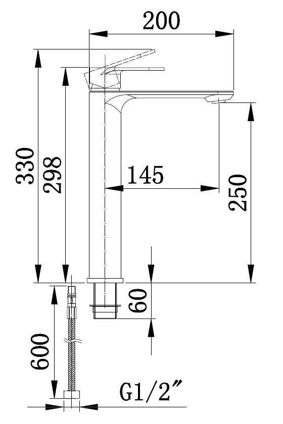 Смеситель для раковины BOCH MANN SANTA XLB BM8597 высокий, цвет ЧЕРНЫЙ