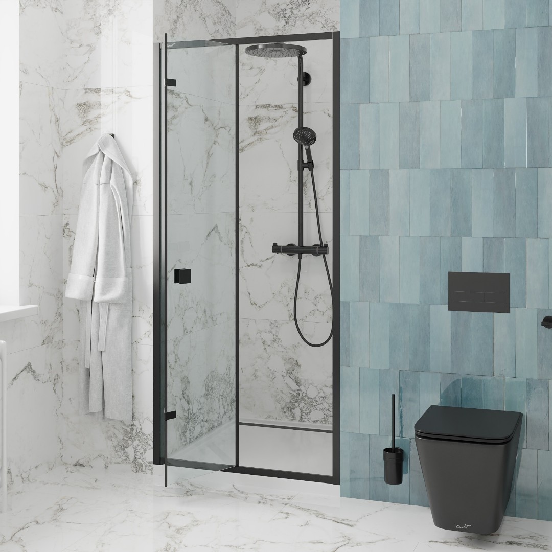 Дверь в нишу CeruttiSPA BELLA D91B, раздвижная, 90х195 см, черный профиль