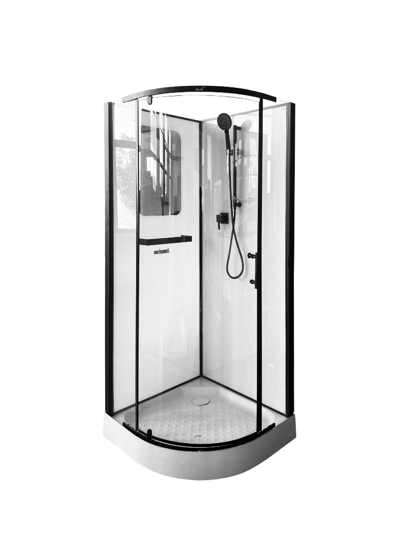 Душевая кабина Cerutti SPA KORRA90B тропический душ, угловая, черный профиль