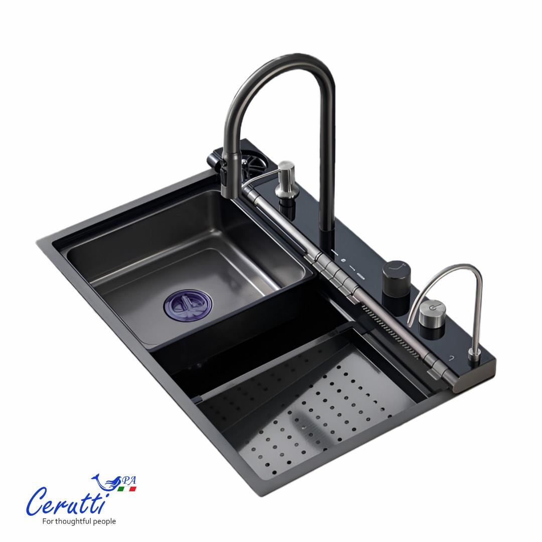 Многофункциональная кухонная мойка CeruttiSpa ГЛОРИЯ (GLORIA) Pro nano black (графит) (750х460х230)