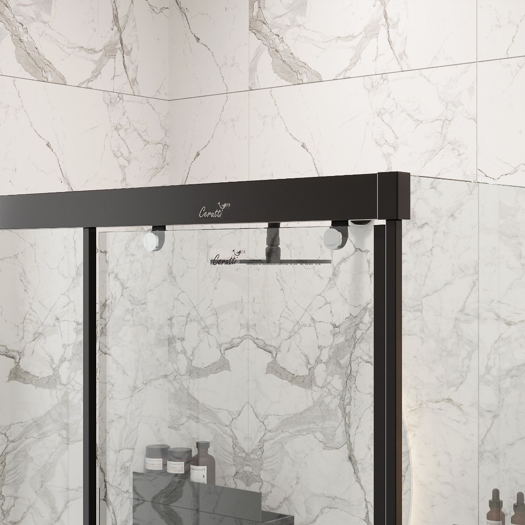 Душевое ограждение Cerutti SPA MARBELLA 120B L, 120х80 см, без поддона, в левый угол, черный профиль