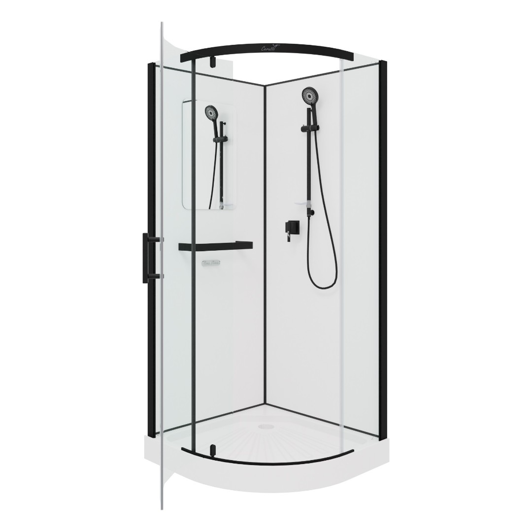 Душевая кабина Cerutti SPA KORRA90B тропический душ, угловая, черный профиль