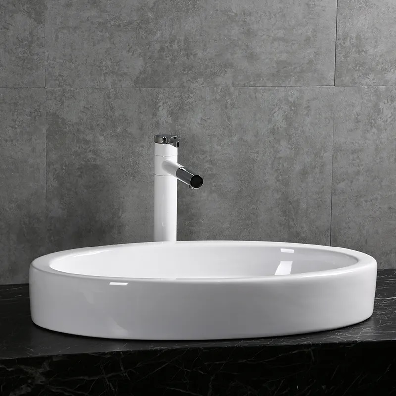 Раковина накладная Ceruttispa CR7045 овальная, плоская, белая, 63х41,5х10 см