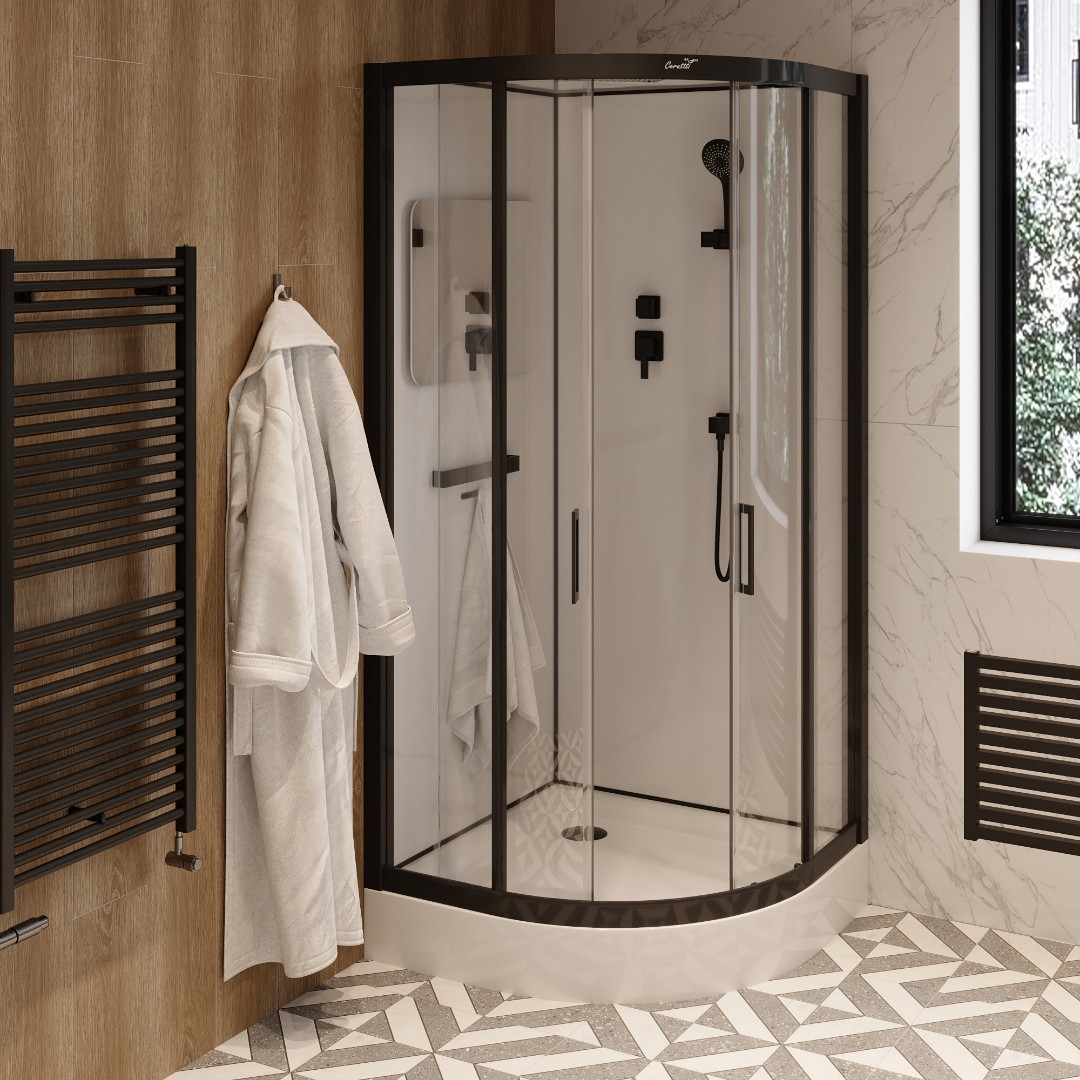 Душевая кабина Ceruttispa Viva91B, тропический душ, закрытая, 90х90х215