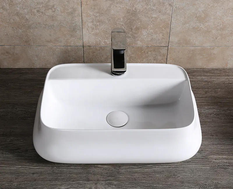 Раковина накладная Ceruttispa CR0061 прямоугольная, белая, с отверстием под смеситель, 53х37х13,5 см