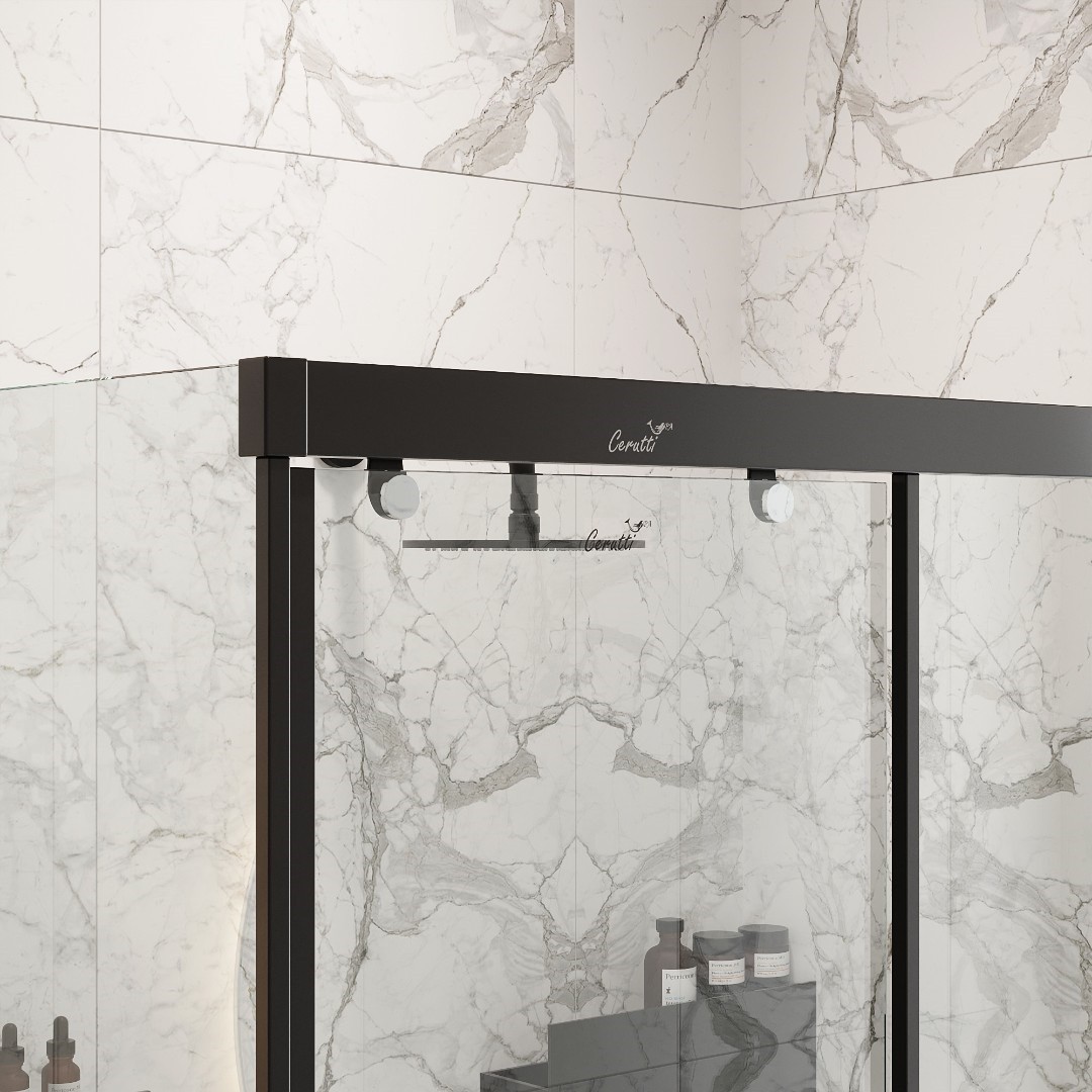 Душевое ограждение Cerutti SPA MARBELLA 120B R, 80х120 см, без поддона, в правый угол, черный профиль