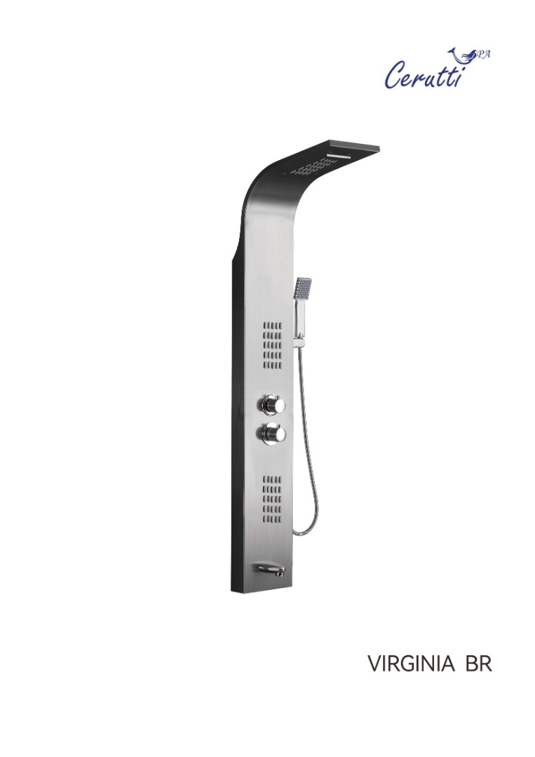 Душевая панель Ceruttispa VIRGINIA BR CT9983 с гидромассажем, цвет матовая нержавеющая сталь, 150х22 см