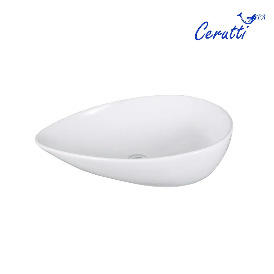 Раковина накладная Ceruttispa CR7030 каплевидная, высокая, белая, 66х44х16,5 см