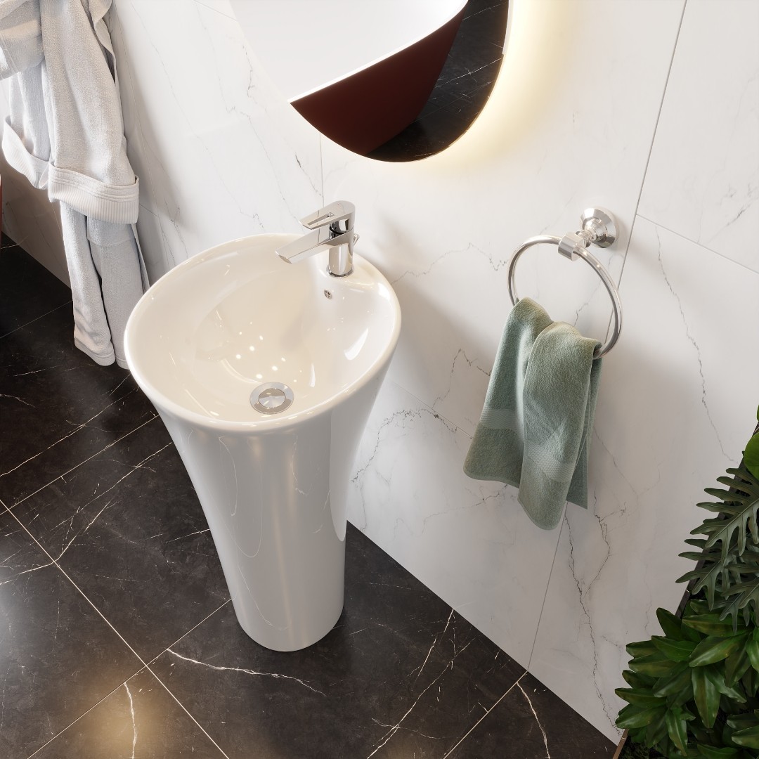 Раковина напольная CeruttiSPA Adelina белая, литая с пьедесталом 45х45х88 см