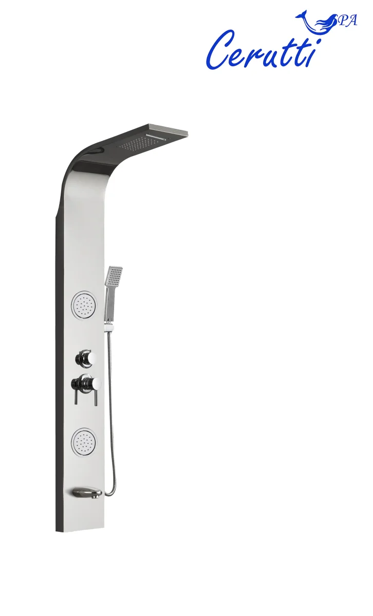 Душевая панель Ceruttispa TWIN S CT9987 с гидромассажем, цвет серебро, 150х22 см