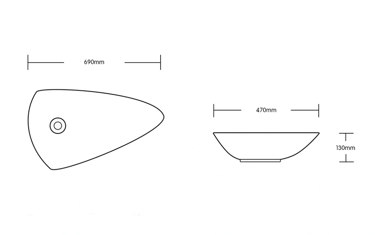 Раковина накладная Ceruttispa CR7014 асимметричная, белая, 69х47х13 см