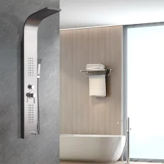 Душевая панель CeruttiSpa CELIA BR с гидромассажем, цвет матовая нержавеющая сталь, 150х22 см