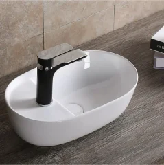 Раковина накладная Ceruttispa CR0050 овальная, белая, с отверстием под сеситель, 42х27х13,5 см