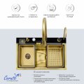 Многофункциональная кухонная мойка CeruttiSpa ГЛОРИЯ (GLORIA) Nano GOLD (золото) из нержавеющей стали, золотого цвета (750х460х230)