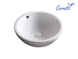 Раковина накладная Ceruttispa CR1001 круглая с переливом, белая, 45х45х17 см
